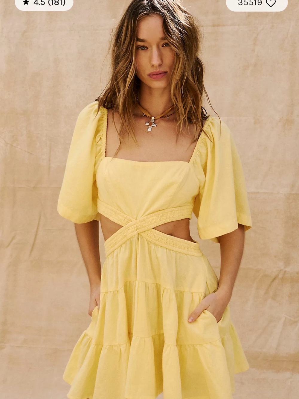 Free People Sunny Yellow Smocked Top